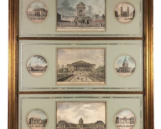 19th Century French Architectural Color Etchings By Jean-Francois Janinet & J.B. Chapuy