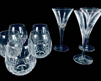 Collection Of Waterford Crystal Lismore Stemless Wine Glasses & Water Goblets
