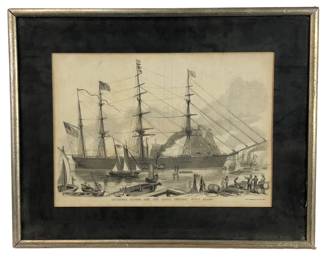 "Leviathan Clipper Ship, The Great Republic, Fully Rigged" Framed Engraving