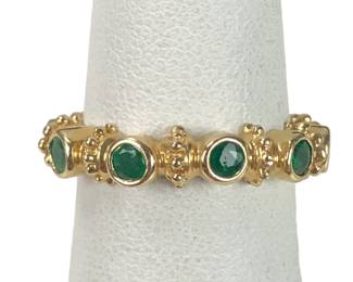 14K Yellow Gold & Emerald Eternity Band