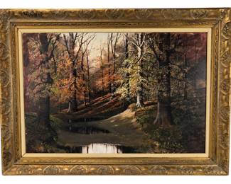 Fall Forest Landscape Oil On Canvas Painting, Signed W.A. Eyden (American 1893-1982)
