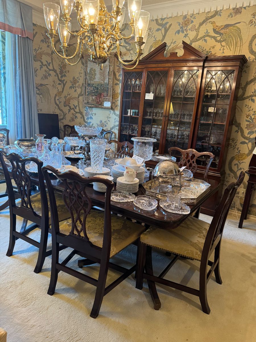 Baker dining furniture and lots of high quality crystal