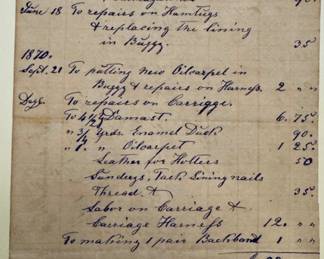1868 Buggy repair receipt 