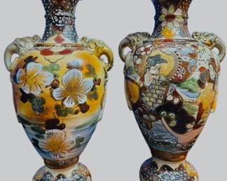 Oriental vase pair unmarked 
