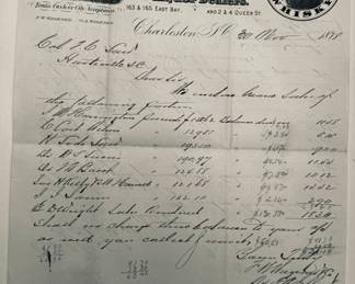 1878 Charleston Liquor Dealers receipt 