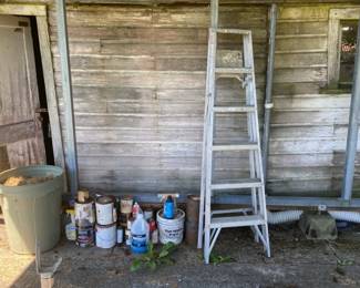 6 Ft Ladder With Various Paints And Chemicals