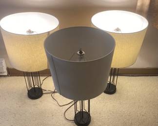 Set Of Three Working Lamps With Shades