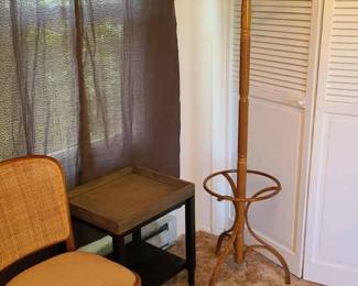 Coat Rack Tray Table and Vintage Chair