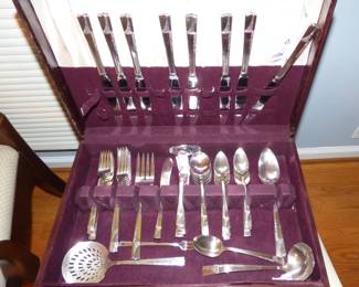 Silver Plate Flatware in case