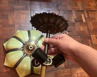 Vintage light fixture (green/yellow glass)