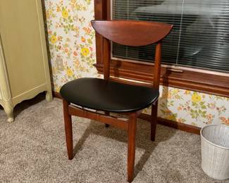 1920's Lane Company Black Leather Wood Back Chair