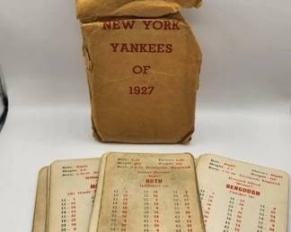 ULTRA RARE BABE RUTH 1927 YANKEES TEAM APBA TEAM PACK. ALL 20 CARDS INCLUDED IN ORIGINAL ENVELOPE. BABE RUTH AND LOU GEHRIG INCLUDED