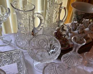 Brilliant Era Cut Glass Pitchers and Cut Glass