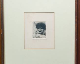 Laughing Boy - Wood Cut Etching - David Bumbeck
