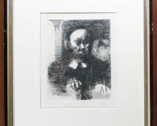 Bearded Man - Wood Cut Etching - Jack Levine