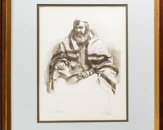 The Rabbi - Wood Cut Etching Lithograph - Leonard Baskin
