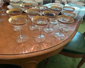 Gold Rimmed Crystal Champagne or Martini Glasses