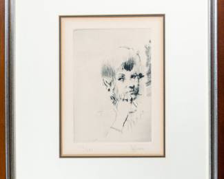 Meditation - Wood Cut Etching - Jack Levine