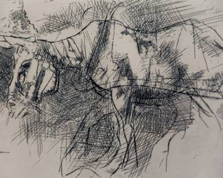 Horses - Woodblock Etching - Jack Levine