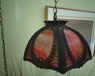 Slag Glass Hanging Light