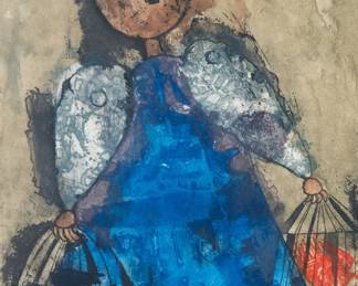 The Seller of Birds Etching - Graciela  Rodo Boulanger