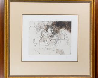 Cain and Able - Wood Cut Etching - Jack Levine