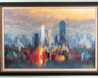 City Scape - oil on Canvas - Heinz Munnich