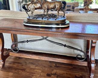Entry / Sofa Table w/Iron / heavy designed top…..Bronze by Pierre Jules Mene Large French over 2’ …heavy base is 29” long Arabs