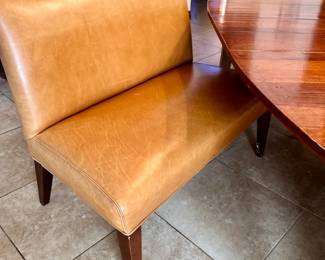 (2) Leather Dining Benches