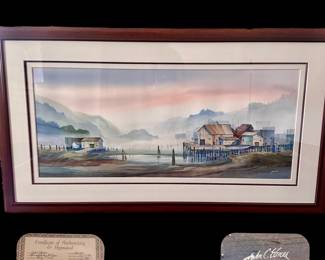 Known Artist Works by John C Ebner large seaside watercolor original 
Upstairs 