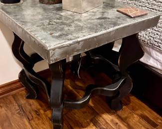 Industrial Metal Lamp Table scrolled Wood Base
Upstairs 