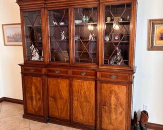 Beautiful Antique Breakfront gorgeous woods & detailing 