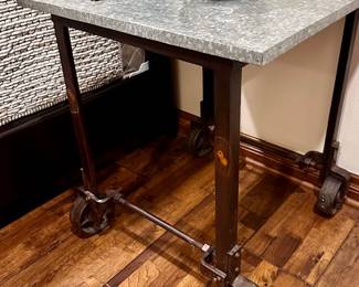 Industrial Style Metal Lamp Table / wheels