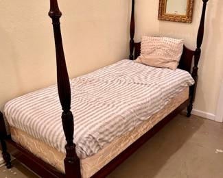 Antique Twin Poster Bed / Wood Only / No Mattress
In guest quarters 