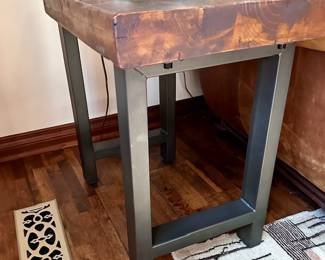 Wood Top Metal Base Lamp Table Stand