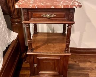 (2) Nice Marble top Side Stands Antique 
Upstairs 