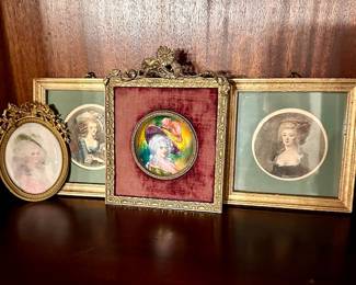 Center pc : French Enameled Portrait on Copper 19th Century /Small…little oval one is antique…the other decor only