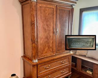 Thomasville Earnest Hemmingway Collection  over 7’  tall …holds wardrobe or TV 
Upstairs 
