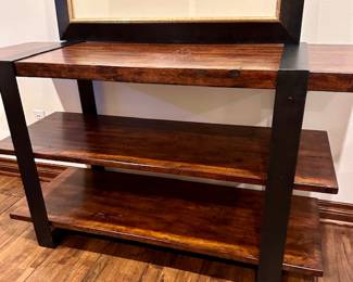 Rustic style 3 Shelf Unit Iron strapped 
Upstairs 