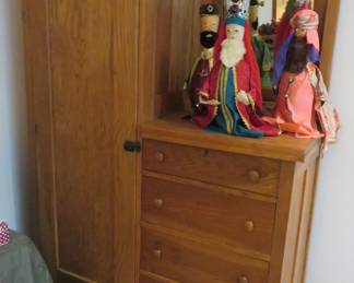 One of a kind Three Wise Men handmade with bowling pin bases; chifforobe