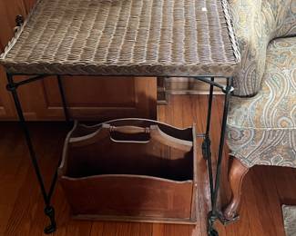 Three wicker and metal leg tables,  really nice!