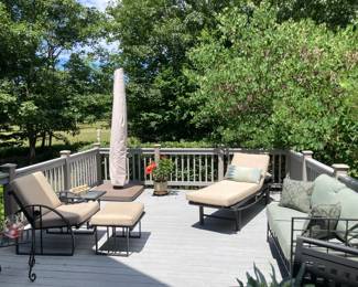 Arm Chair w/Ottoman, Cantilever Umbrella, Chaise Lounge Chair & Loveseat
