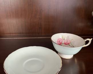 Vintage Paragon by Appointment pale blue gold trim teacup & saucer 