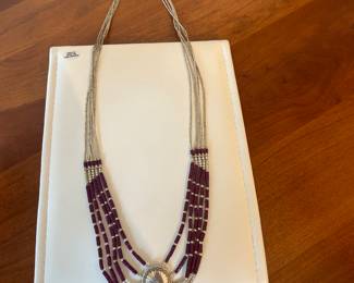 sterling silver purple beaded necklace