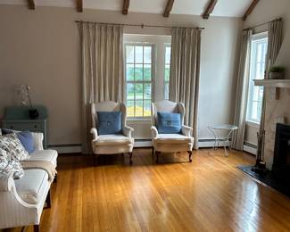 Classic wing chairs with beautiful quality construction and upholstery