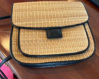 Dokkim expandable straw & leather shoulder bag 