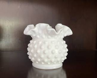 Fenton Hobnail milk glass vase 