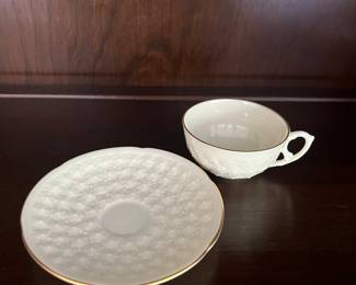 Lenox made in USA reproduction cup & saucer gold rim. 