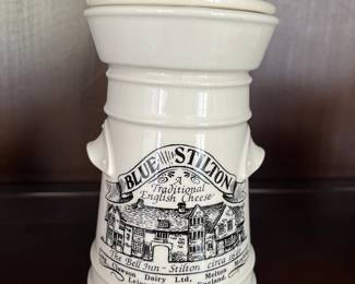 Blue Stilton Leicester, England ceramic lidded jar 