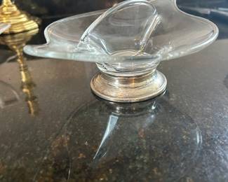 Glass dish with sterling base 